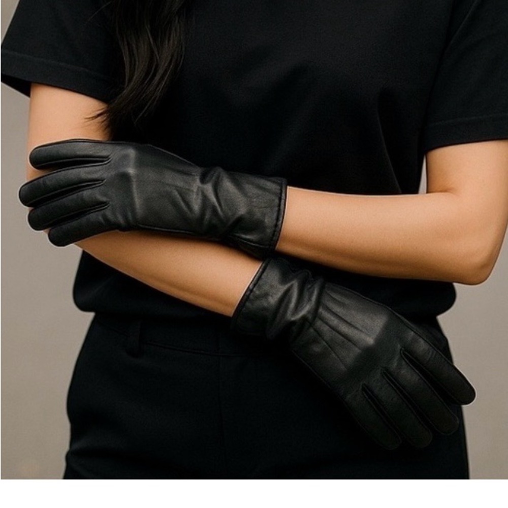 Preston & York Leather EUC Black Lined Gloves‎ Women's sz S MobWife Goth
